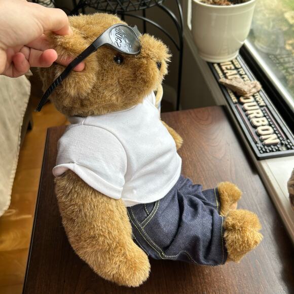 New! Vermont Teddy Bear Cool Guy Bear with Sunglasses and Love Tattoo - Picture 3 of 11